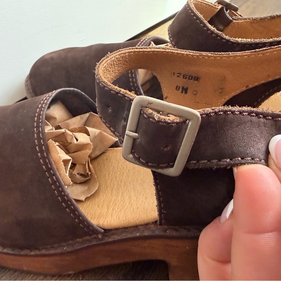 Vintage J. Crew Women’s Wooden Platform Suede Clogs Chocolate Brown Size 8 - Picture 9 of 12